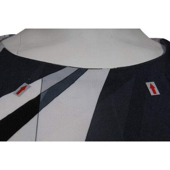 Emilio Pucci Print Long Sleeve Top IT 40 Medium Gray White Viscose Belted Blouse - Picture 8 of 16